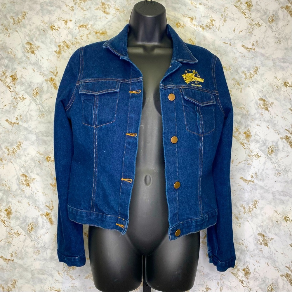 Vintage 90s Kids Youth Planet Hollywood Orlando Denim Jean Jacket